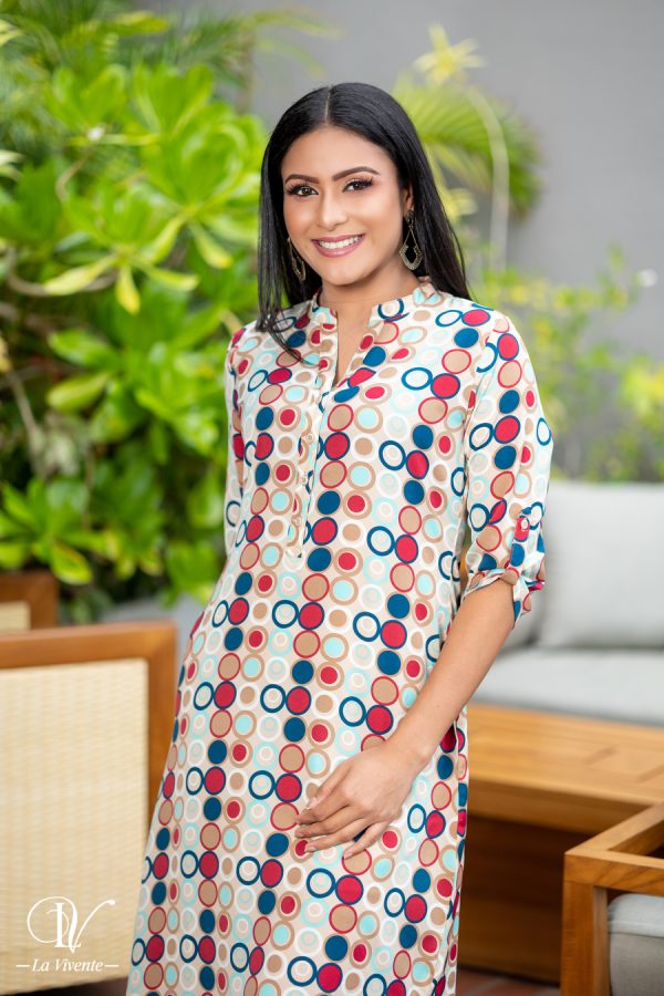 Printed Maxi Shirt Dress With Side Slit