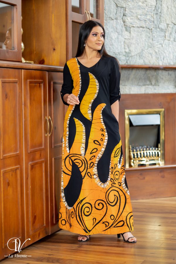 Abstract Batik Maxi Dress