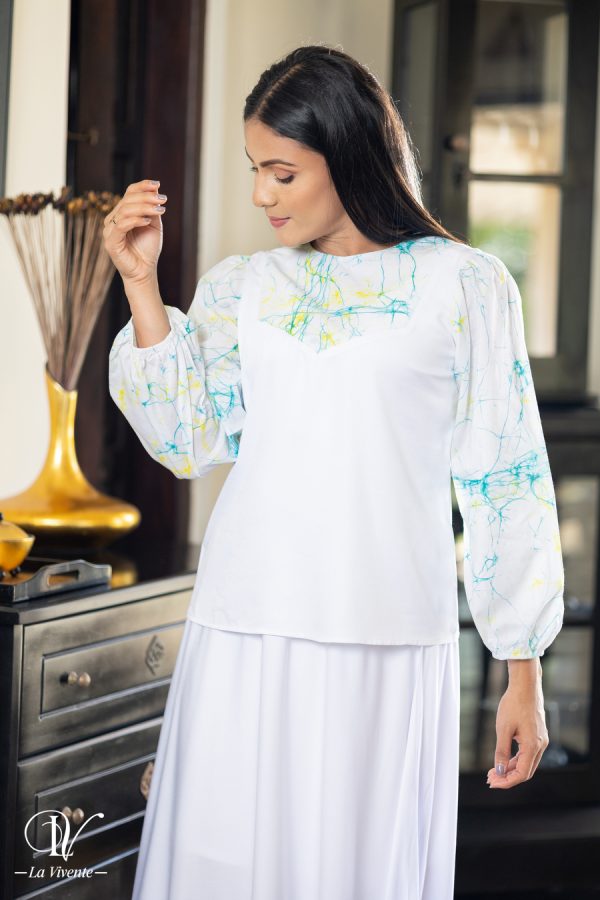 Batik patch detailed blouse - Image 4