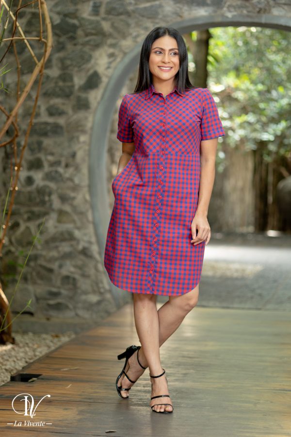 Gingham Shirt Dress - Image 5