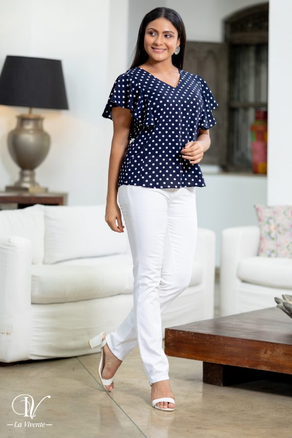 Flutter Sleeved Polka Dot Top - Image 3