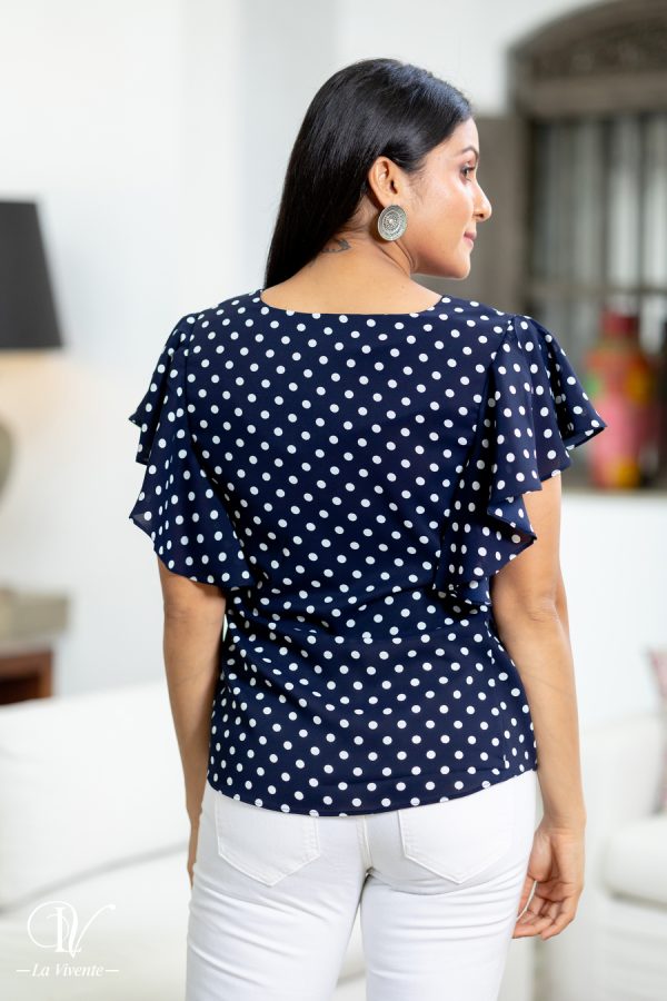 Flutter Sleeved Polka Dot Top - Image 4