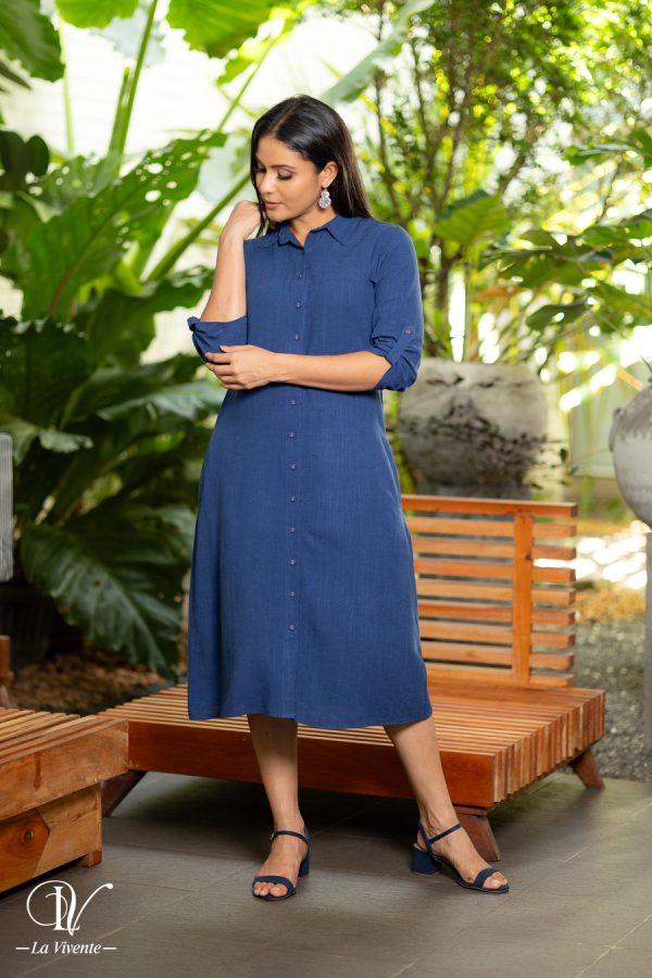 Shirt Collared Midi Dress - Image 3