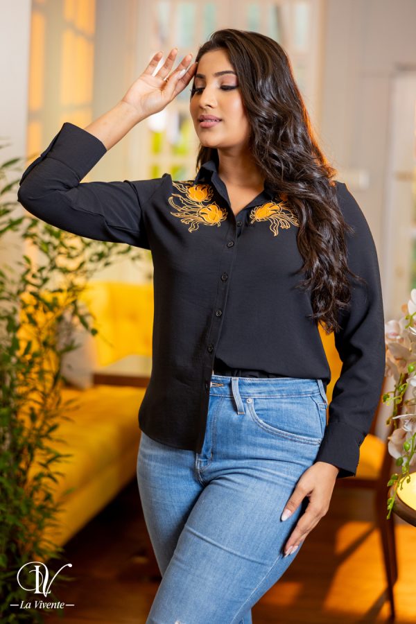 Abstract Batik Appliqued Shirt Blouse - Image 5