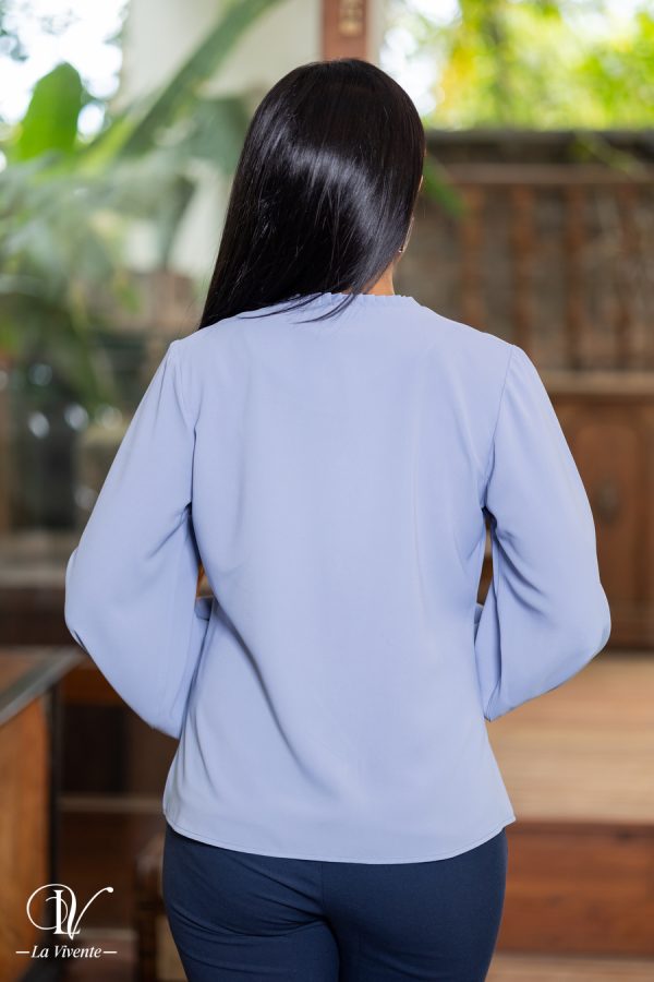 Ruffle Necked Button Up Blouse Top - Image 5