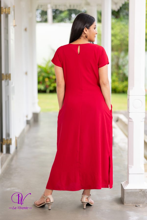 Embroidered Notch Necked Maxi Dress With Side Slits - Image 5