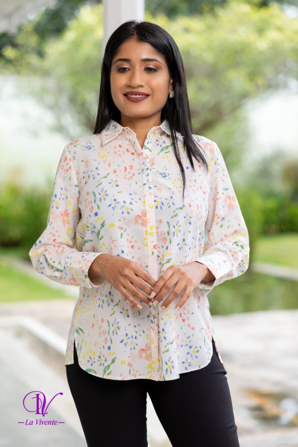 Floral Patterned Button Up Shirt Blouse - Image 2