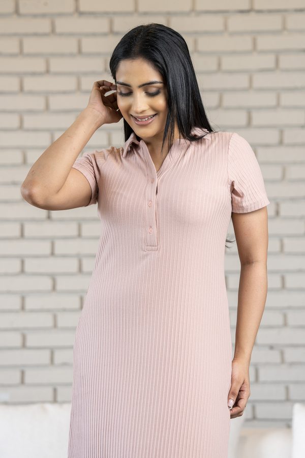 Shirt collared short rib dress - Image 4