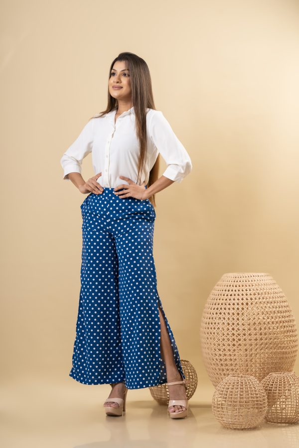 Polka Dot Slitted Wide Leg Pant