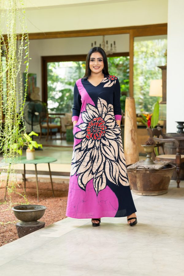 Floral Printed Batik Maxi Dress