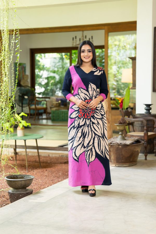 Floral Printed Batik Maxi Dress - Image 2