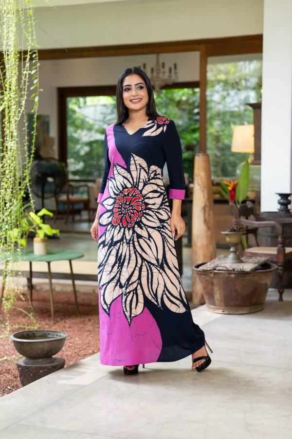 Floral Printed Batik Maxi Dress - Image 3