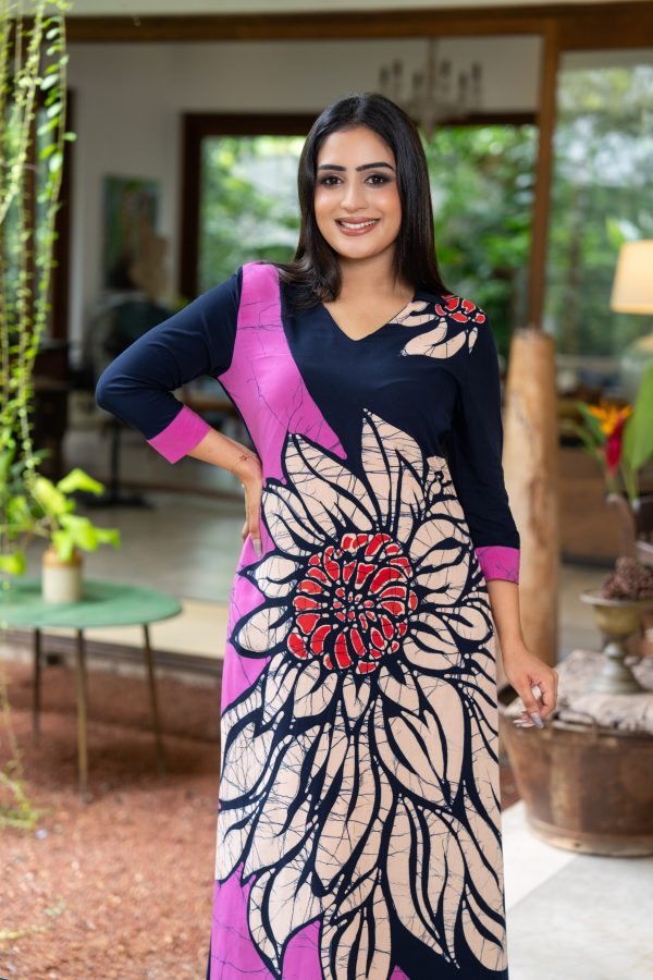 Floral Printed Batik Maxi Dress - Image 4