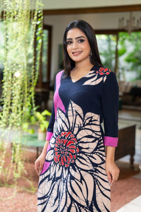 Floral Printed Batik Maxi Dress - Image 5