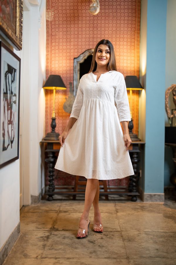 Cutlon Patterned Notch Necked Short Dress - Image 2