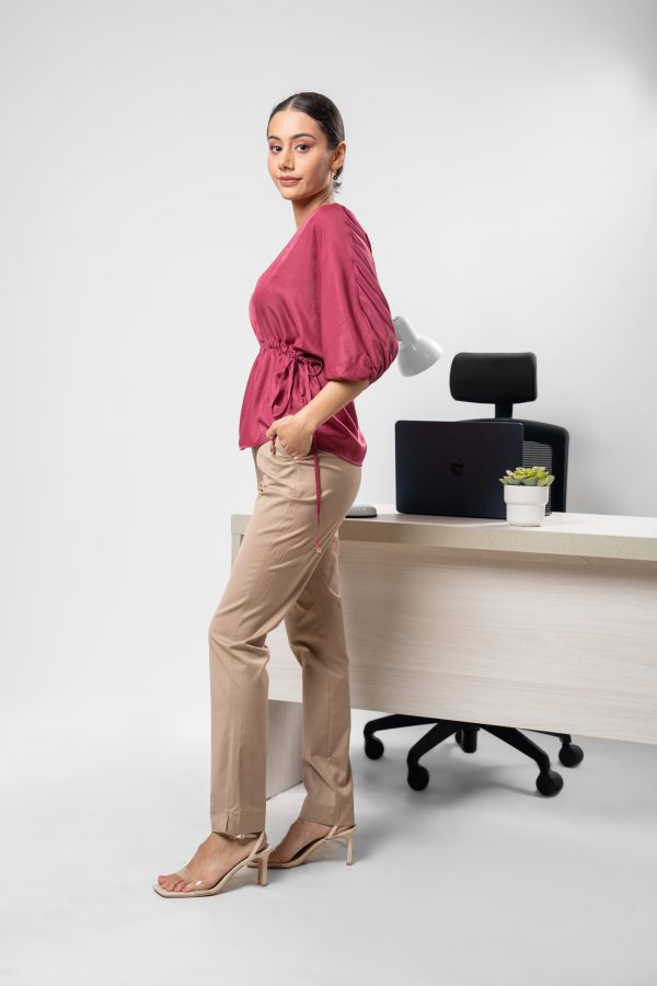 Waist Gathered Oversized Blouse - Image 4