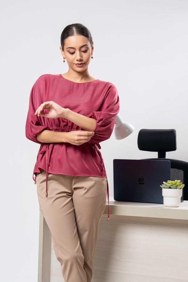 Waist Gathered Oversized Blouse - Image 2