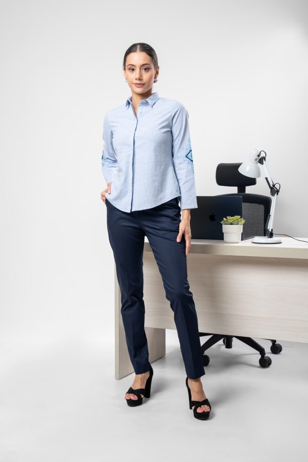 Geometric Embroidered Button Up Shirt - Image 4