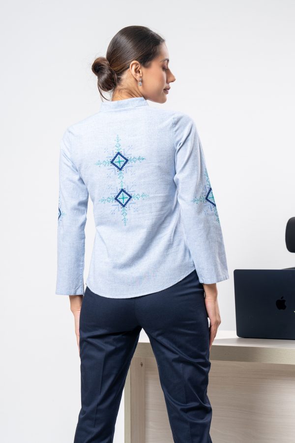 Geometric Embroidered Button Up Shirt - Image 5