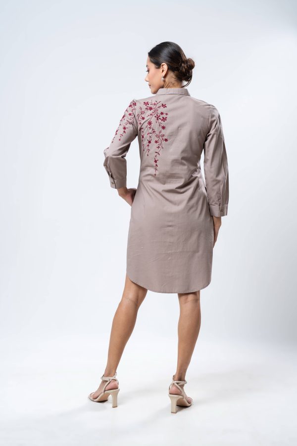 Floral Embroidered Button Up Shirt Dress - Image 4