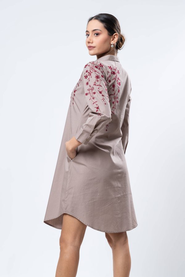Floral Embroidered Button Up Shirt Dress - Image 5