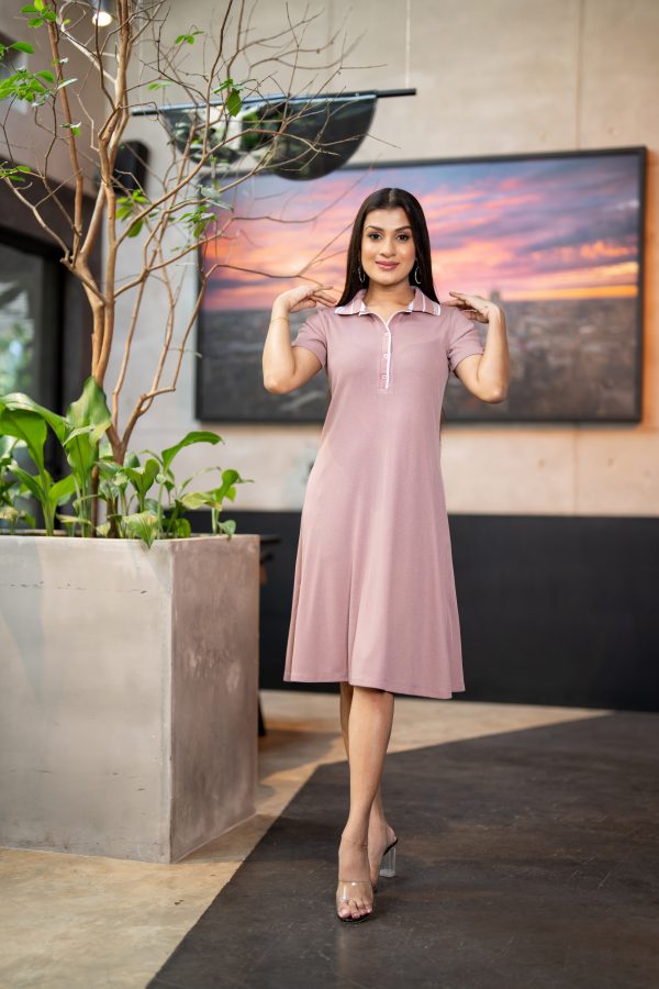 Rib Collared Dress - Image 2