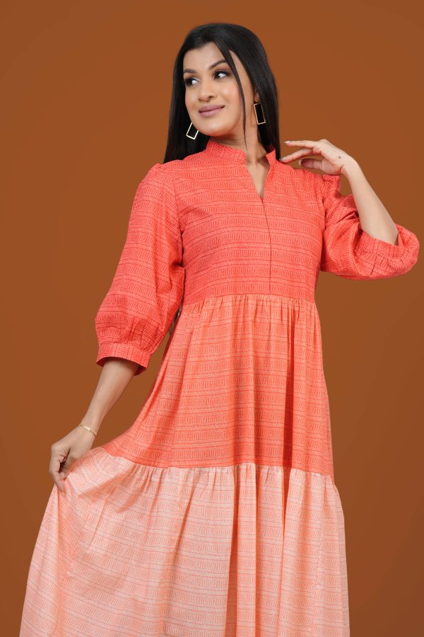 Three-Tone Patterned Maxi Dress