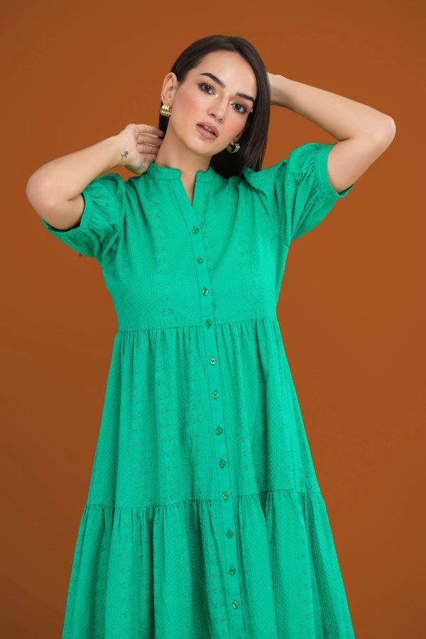 Tiered Cut Lawn Midi Dress