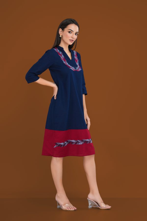 Feather Embroidered Midi Dress - Image 4