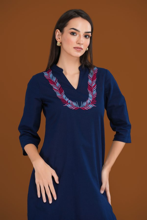 Feather Embroidered Midi Dress
