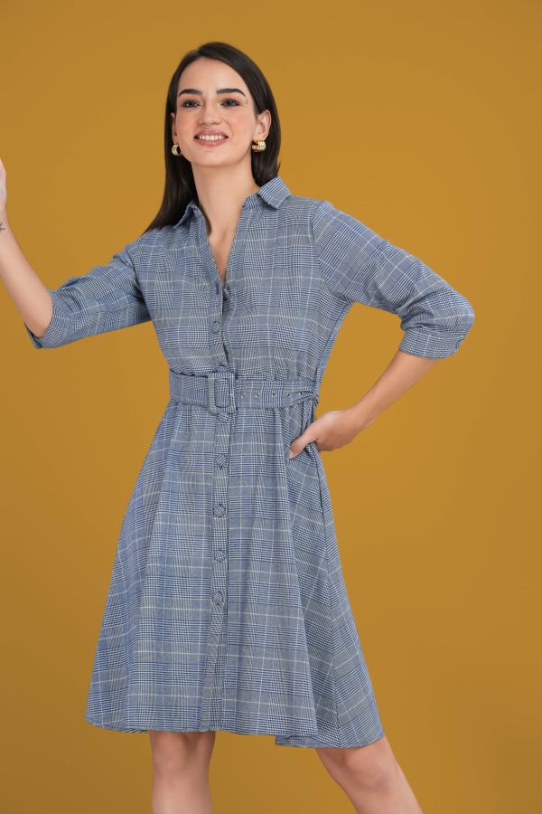 Houndstooth Belted Workwear Dress - Image 2