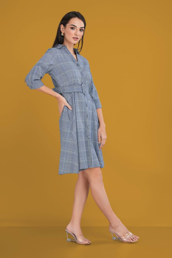 Houndstooth Belted Workwear Dress - Image 4